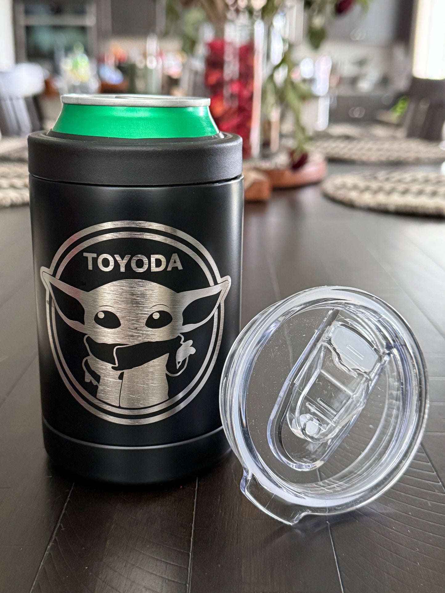TOYODA 12oz koozie with coffee lid
