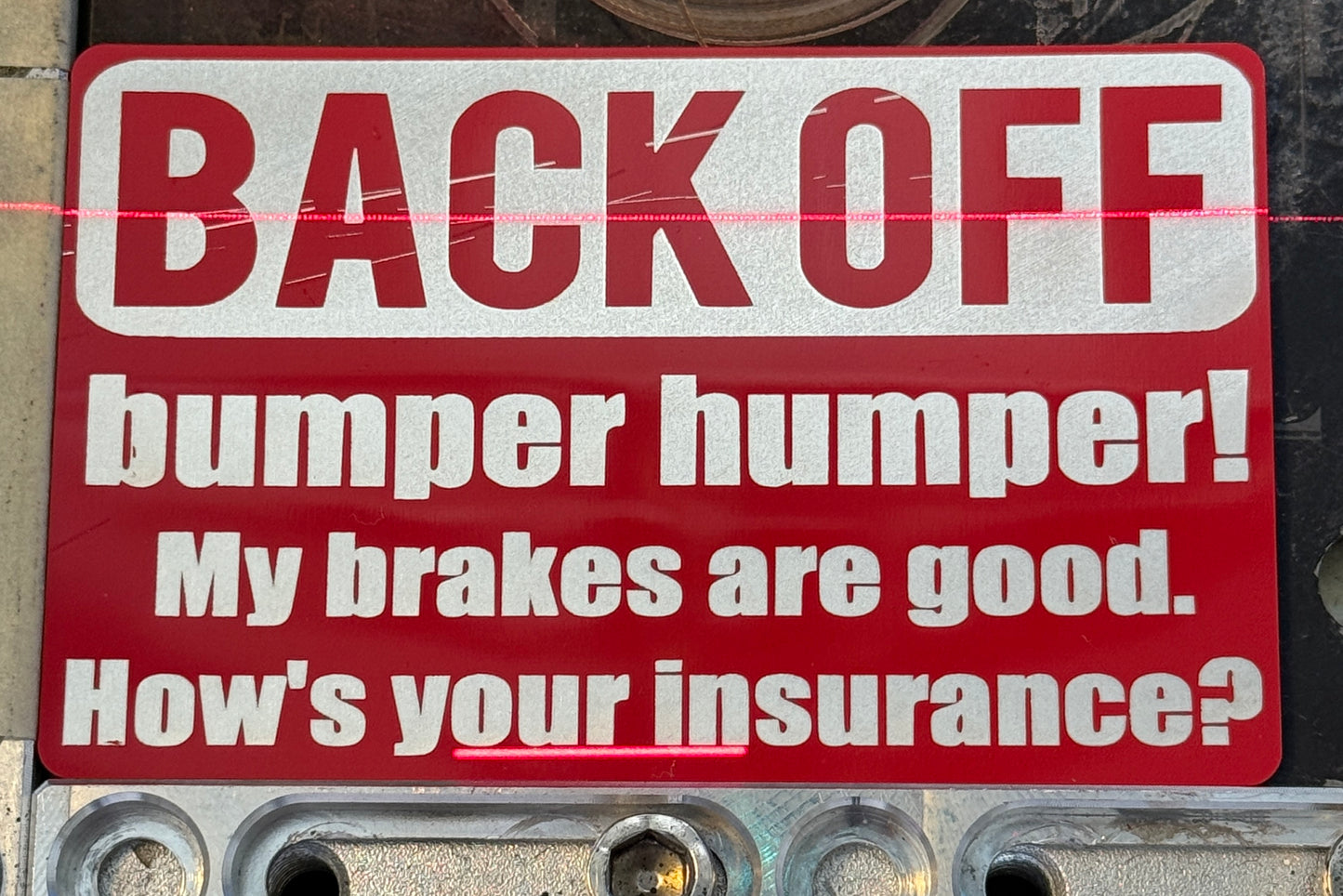 Bumper humper aluminum alloy sticker