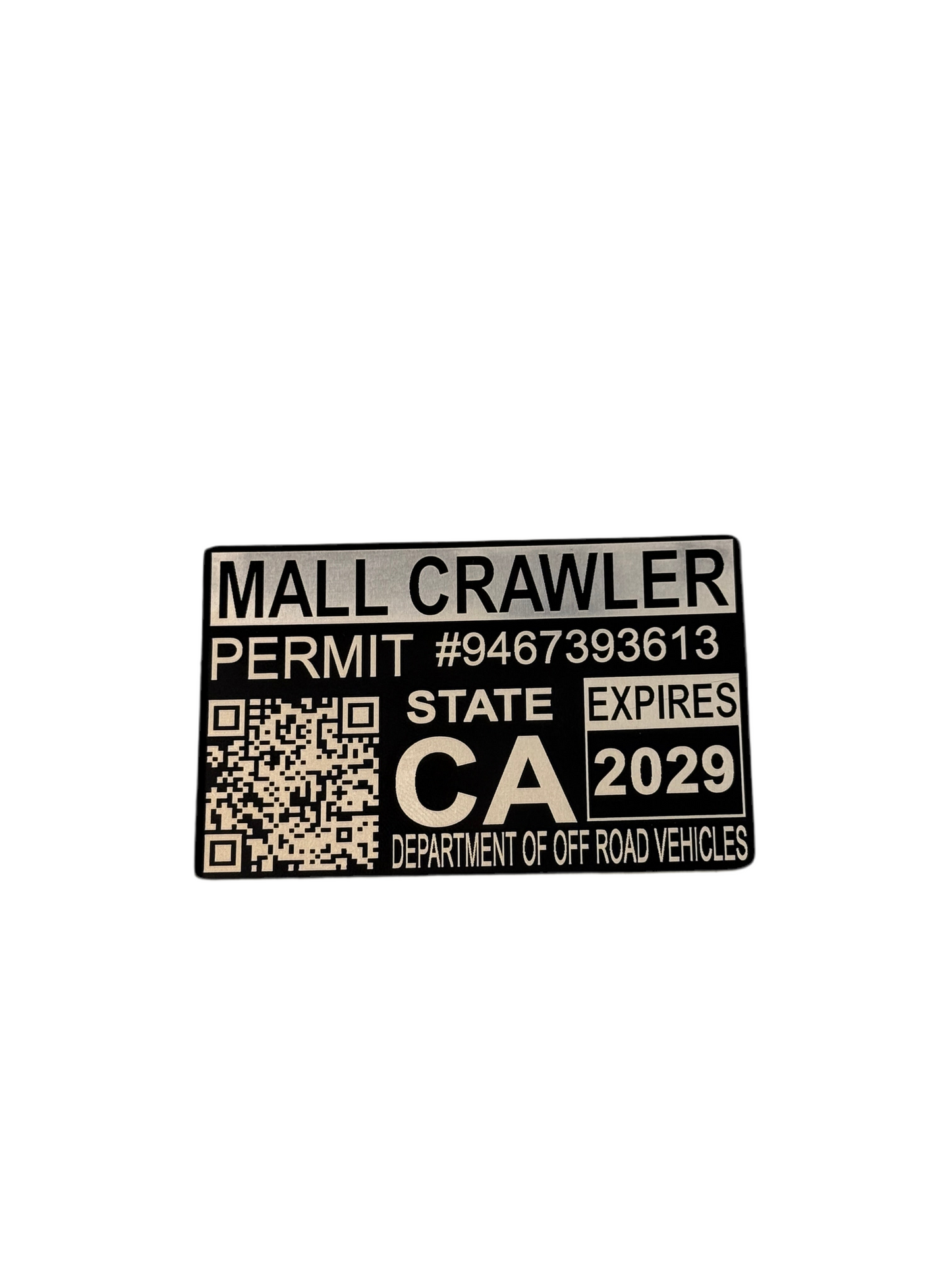 Mall Crawler Permit aluminum alloy sticker