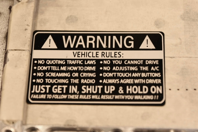 Vehicle Rules aluminum alloy sticker