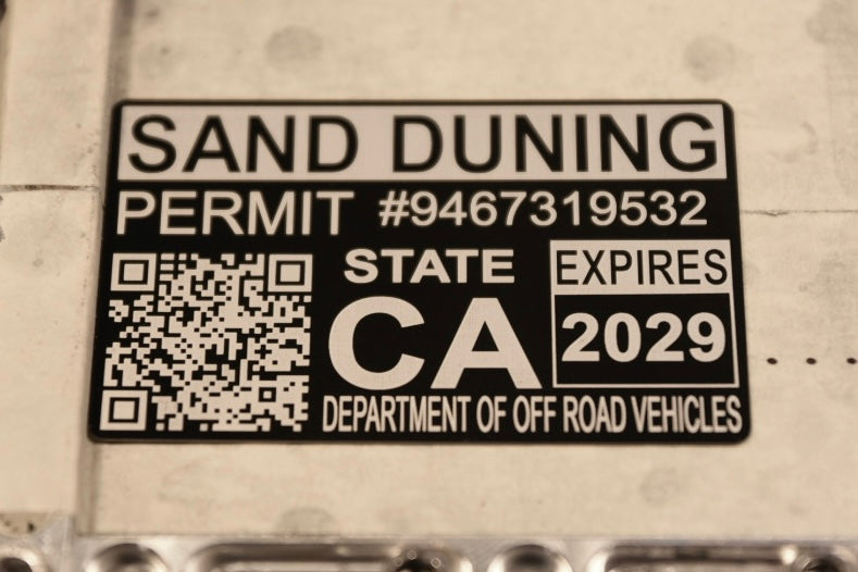 Sand Duning Permit aluminum alloy sticker