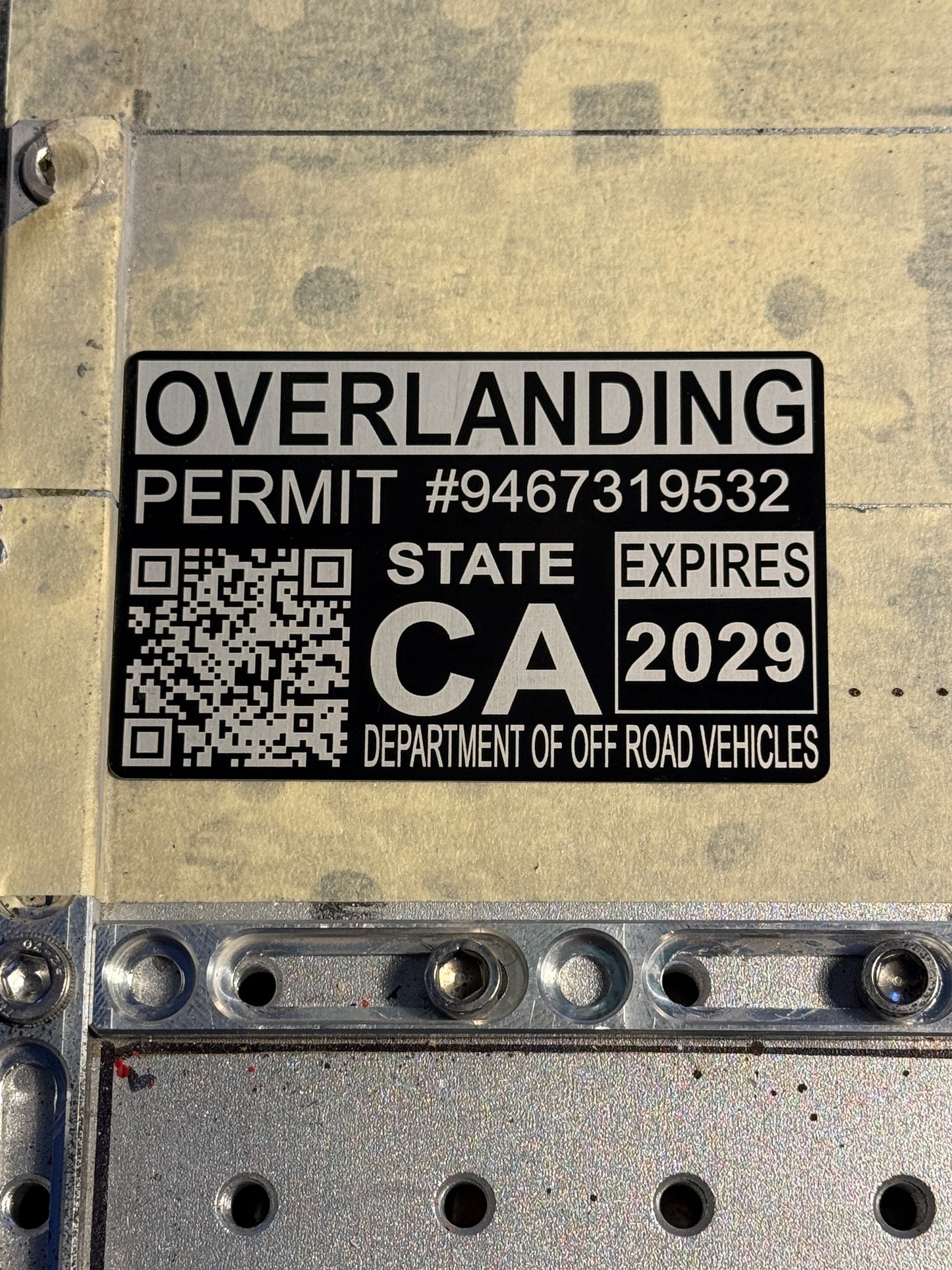 Overlanding Permit aluminum alloy sticker